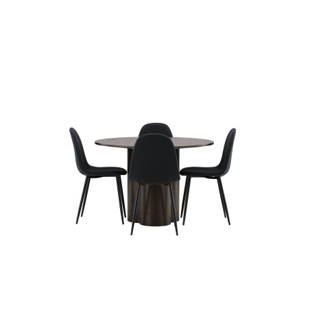OliviaDining Table-Mocca/MoccaVeneer+PolarDining Chair-Black Leggs-Black Fabric_4