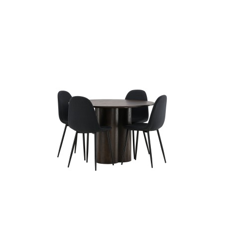 OliviaDining Table-Mocca/MoccaVeneer+PolarDining Chair-Black Leggs-Black Fabric_4