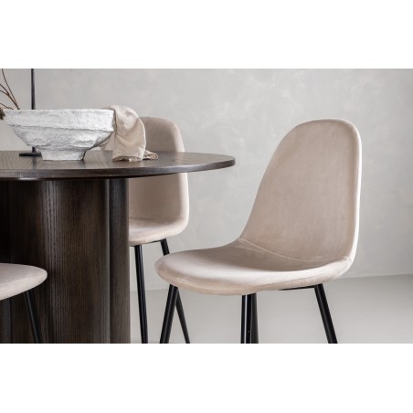 OliviaDining Table-Mocca/MoccaVeneer+PolarDining Chair-Blacklegs/Beige Velvet_4