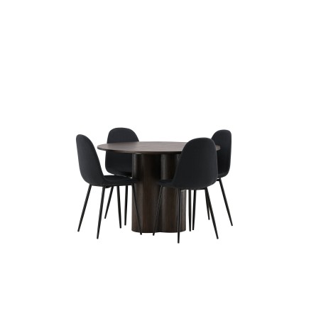 OliviaDining Table-Mocca/MoccaVeneer+PolarDining Chair-Black Leggs-Black Fabric_4