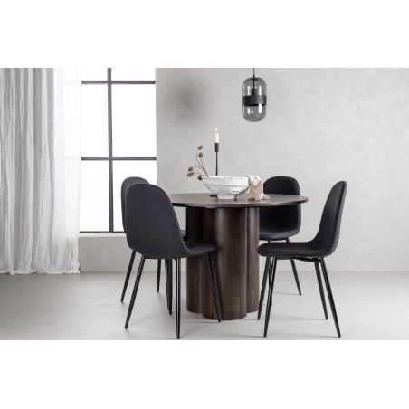 OliviaDining Table-Mocca/MoccaVeneer+PolarDining Chair-Black Leggs-Black Fabric_4