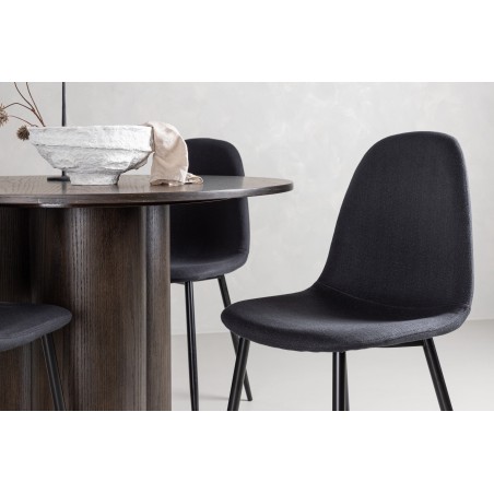 OliviaDining Table-Mocca/MoccaVeneer+PolarDining Chair-Black Leggs-Black Fabric_4