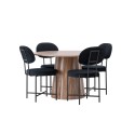 Lanzo söögilaud φ120 - naturaalne / naturaalne MDF + Stella söögitool - must / must samet _4