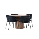 Lanzo söögilaud φ120 - naturaalne / naturaalne MDF + Selma söögitool - must / must samet _4