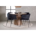 Lanzo söögilaud φ120 - naturaalne / naturaalne MDF + Selma söögitool - must / must samet _4