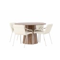 Lanzo söögilaud φ120 - naturaalne / naturaalne MDF + Tvist söögitool - beež / beež PU _4