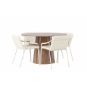 Lanzo söögilaud φ120 - naturaalne / naturaalne MDF + Tvist söögitool - beež / beež PU _4