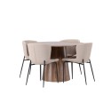 Lanzo söögilaud φ120 - naturaalne / naturaalne MDF + Modesto söögitool - beež / beež Boucle _4