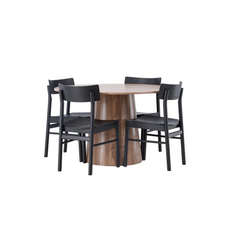 Lanzo söögilaud φ120 - naturaalne / naturaalne MDF + Montros söögitool - naturaalne / naturaalne kummipuu _4