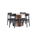 Lanzo söögilaud φ120 - naturaalne / naturaalne MDF + Montros söögitool - naturaalne / naturaalne kummipuu _4