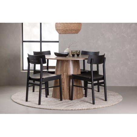 Lanzo söögilaud φ120 - naturaalne / naturaalne MDF + Montros söögitool - naturaalne / naturaalne kummipuu _4