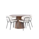 Lanzo söögilaud φ120 - naturaalne / naturaalne MDF + Chico söögitool - must / valge boucle _4