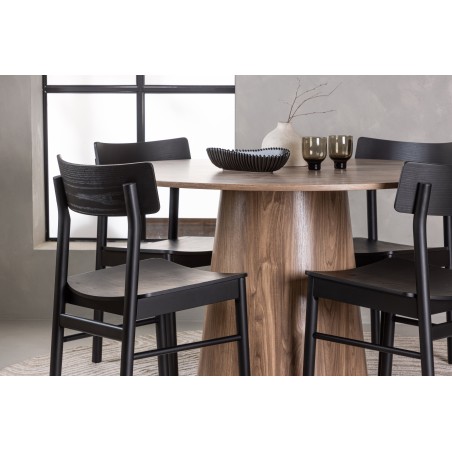 Lanzo söögilaud φ120 - naturaalne / naturaalne MDF + Montros söögitool - naturaalne / naturaalne kummipuu _4