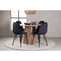 Lanzo söögilaud φ120 - naturaalne / naturaalne MDF + söögitool Polar - mustad jalad / must samet _4