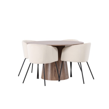 Lanzo söögilaud φ120 - naturaalne / naturaalne MDF + Berit tool - must / beež samet _4