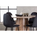 Lanzo söögilaud φ120 - naturaalne / naturaalne MDF + söögitool Polar - mustad jalad / must samet _4