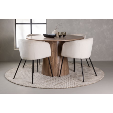 Lanzo söögilaud φ120 - naturaalne / naturaalne MDF + Berit tool - must / beež samet _4