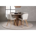 Lanzo söögilaud φ120 - naturaalne / naturaalne MDF + Lilja söögitool - Oaklook / beež kangas _4