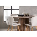 Lanzo söögilaud φ120 - naturaalne / naturaalne MDF + Lilja söögitool - Oaklook / beež kangas _4