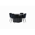 Matilda söögilaud φ130 - must / must spooniga MDF + öösöögitool - must / must samet _4