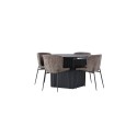 Matilda söögilaud φ130 - must / must spooniga MDF + Modesto söögitool - hall / suitsumust boucle _4