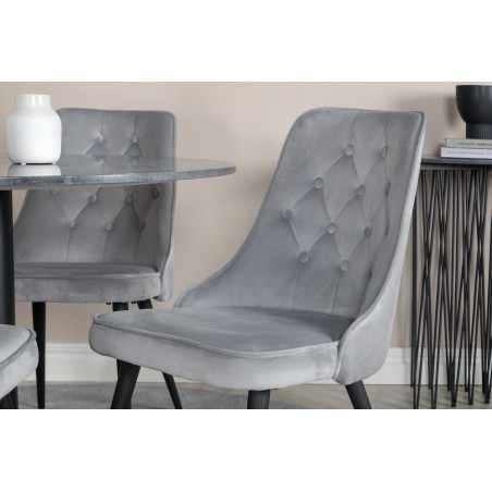 Estelle runt Matbord - Svart / Svart marmor - ø106*H75+Velvet Deluxe söögitool