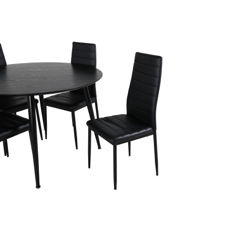 Dipp söögilaud - 115 cm - must spoon / üleni mustad jalad + õhuke kõrge seljaga söögilaud