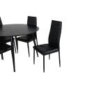 Dipp söögilaud - 115 cm - must spoon / üleni mustad jalad + õhuke kõrge seljaga söögilaud