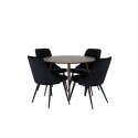 Plaza Ümarlaud 100 cm - Pähkel plaat - Pähkel jalad+Velvet Deluxe söögitool