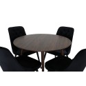 Plaza Ümarlaud 100 cm - Pähkel plaat - Pähkel jalad+Velvet Deluxe söögitool