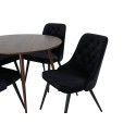 Plaza Ümarlaud 100 cm - Pähkel plaat - Pähkel jalad+Velvet Deluxe söögitool