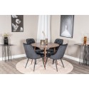 Plaza Ümarlaud 100 cm - Pähkel plaat - Pähkel jalad+Velvet Deluxe söögitool