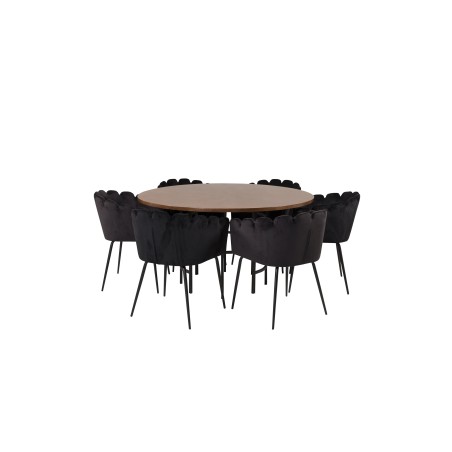 Kopenhaagen – ümmargune söögilaud – pruun / must+Limhamn – tool – Black Velvet_6