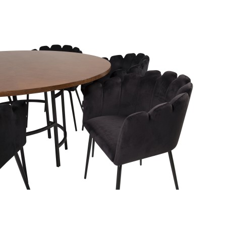Kopenhaagen – ümmargune söögilaud – pruun / must+Limhamn – tool – Black Velvet_6