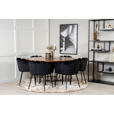 Kopenhaagen – ümmargune söögilaud – pruun / must+Limhamn – tool – Black Velvet_6