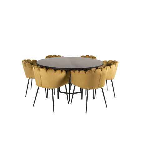 Kopenhaagen – ümmargune söögilaud – must / must+Limhamn – tool – Gold Velvet_6