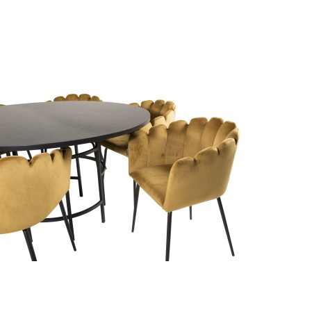 Kopenhaagen – ümmargune söögilaud – must / must+Limhamn – tool – Gold Velvet_6