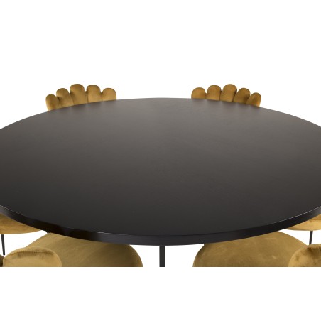 Kopenhaagen – ümmargune söögilaud – must / must+Limhamni valgus – tool – Gold Velvet_6