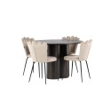 OliviaDining Table-Mocca/MoccaVeneer+Limhamn Light Chair-Black/Beige Velvet_4