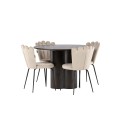 OliviaDining Table-Mocca/MoccaVeneer+Limhamn Light Chair-Black/Beige Velvet_4