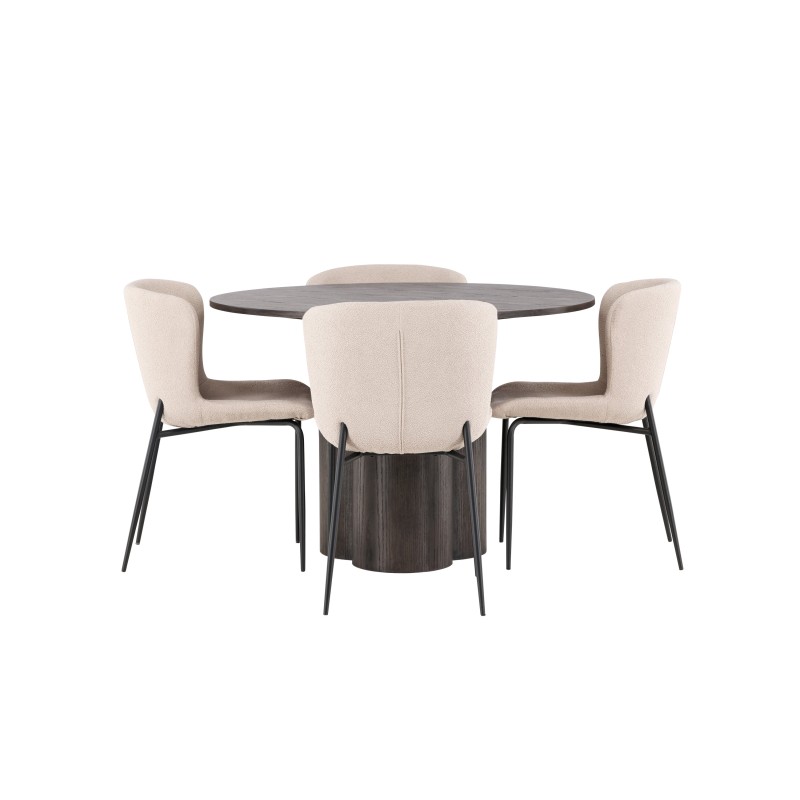 OliviaDining Table-Mocca/MoccaVeneer+ModestoDining Chair-Grey/SmokedBlackBoucle_4