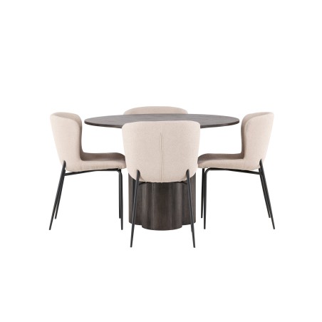 OliviaDining Table-Mocca/MoccaVeneer+ModestoDining Chair-Grey/SmokedBlackBoucle_4