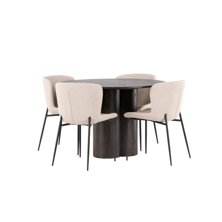 OliviaDining Table-Mocca/MoccaVeneer+ModestoDining Chair-Grey/SmokedBlackBoucle_4