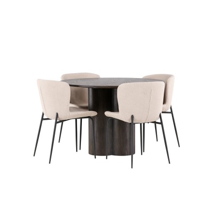 OliviaDining Table-Mocca/MoccaVeneer+ModestoDining Chair-Grey/SmokedBlackBoucle_4