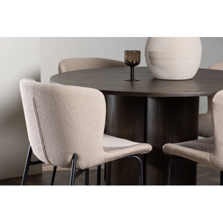 OliviaDining Table-Mocca/MoccaVeneer+ModestoDining Chair-Grey/SmokedBlackBoucle_4