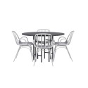 Kopenhaageni söögilaud - must / must spoon + Dyrön söögitool - Greige polüpropüleen _4