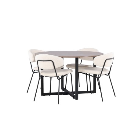 Durango söögilaud - must / pähkel MDF + Chico söögitool - must / valge Boucle _4