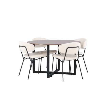 Durango söögilaud - must / pähkel MDF + Chico söögitool - must / valge Boucle _4