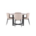 Durango söögilaud - must / pähkel MDF + Modesto söögitool - hall / suitsutatud must boucle _4