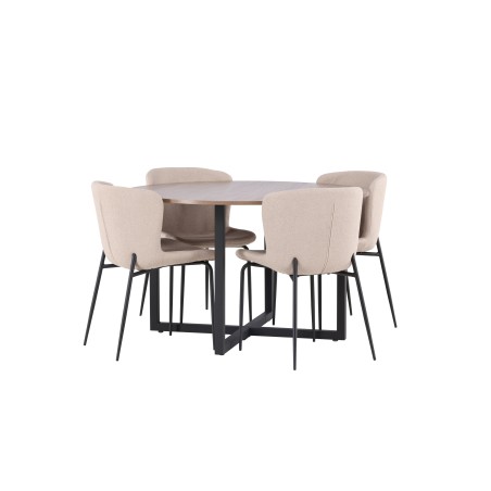 Durango söögilaud - must / pähkel MDF + Modesto söögitool - hall / suitsutatud must boucle _4